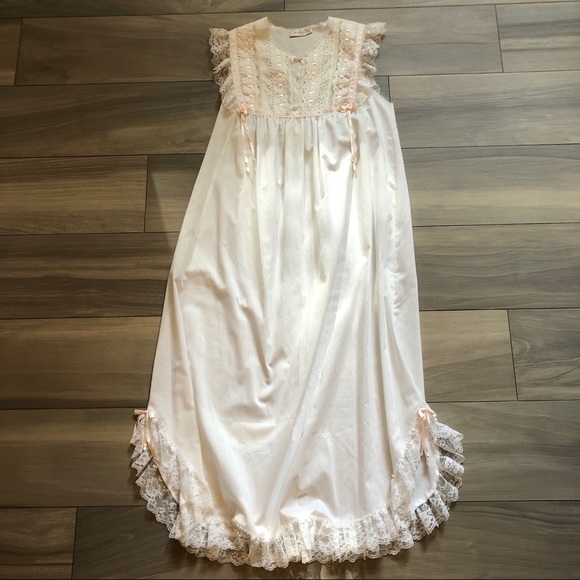 Dior Other - Vintage Christian Dior Nightgown Lace Ruffle White